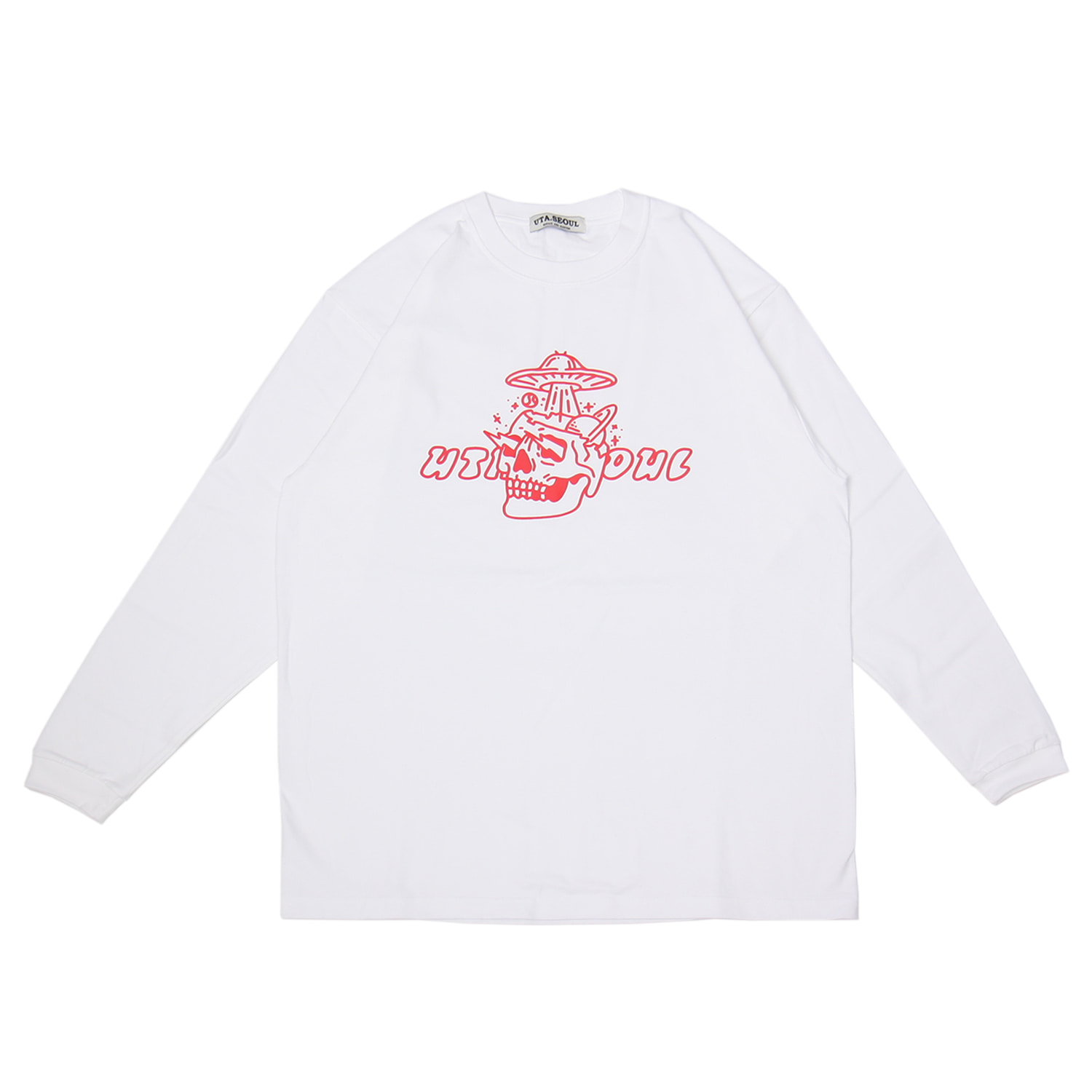 BOOM TRACK LONG SLEEVE  WHITE - HEAVY COTTON